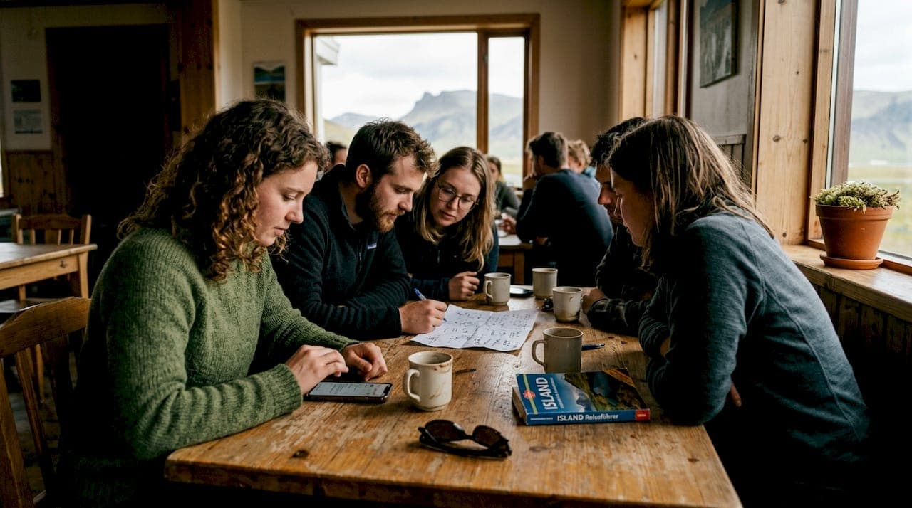 Gruppenaktivitäten im Hostel planen: Südisland erleben