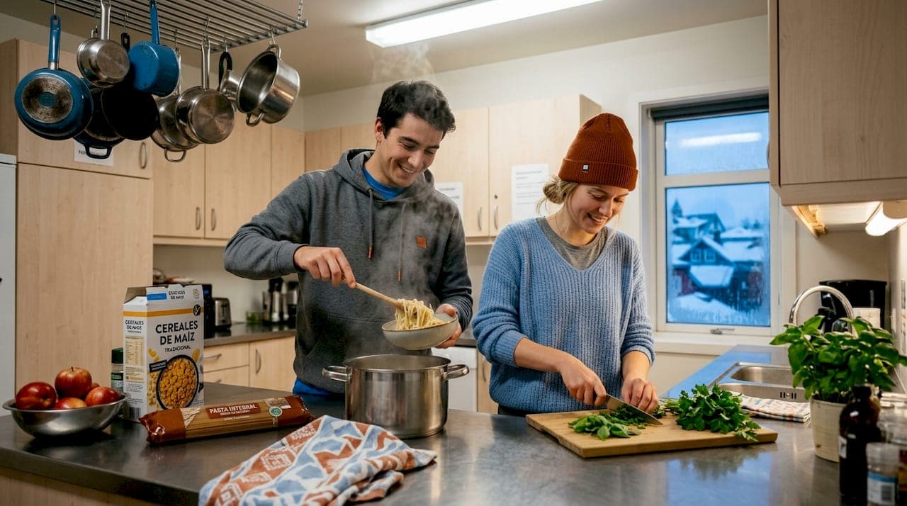 Cómo aprovechar la cocina común en un hostel en Islandia
